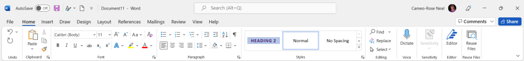 Microsoft Word Interface